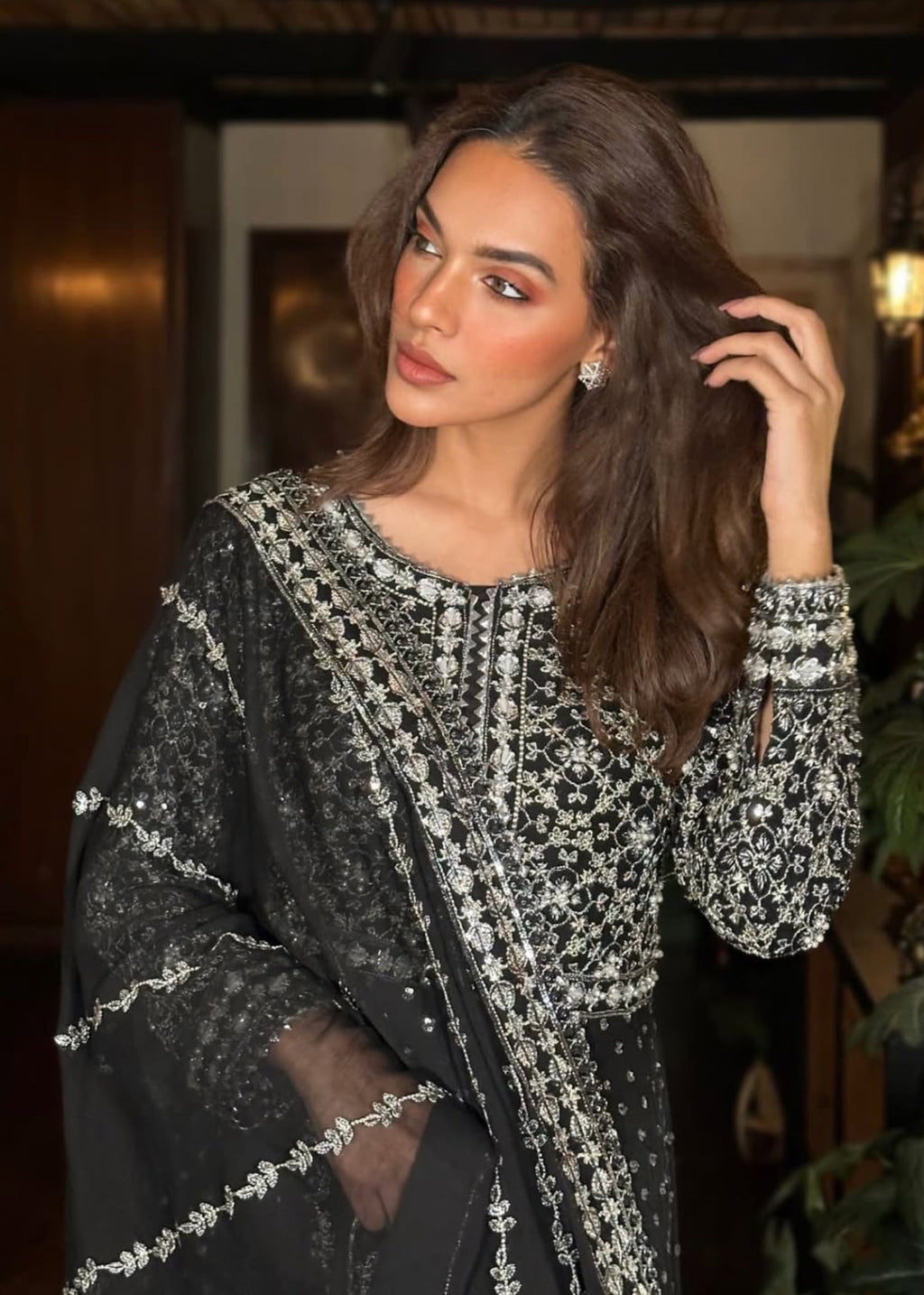 Suits By Sadia Chiffon black maxi Women 3pcs