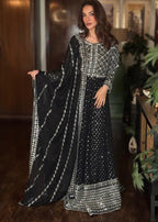 Suits By Sadia Chiffon black maxi Women 3pcs