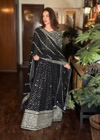 Suits By Sadia Chiffon black maxi Women 3pcs