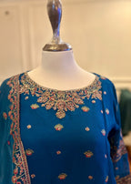 Abana Ethereal Sapphire Blue Chiffon Women 3pcs