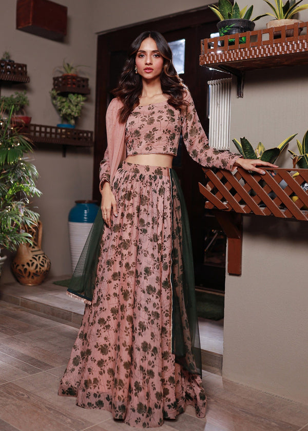 VELOUR Printed Lehenga Set Women 3pcs