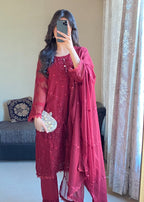Four Season Boutique NIMRA CHIFFON MAROON Women 3pcs