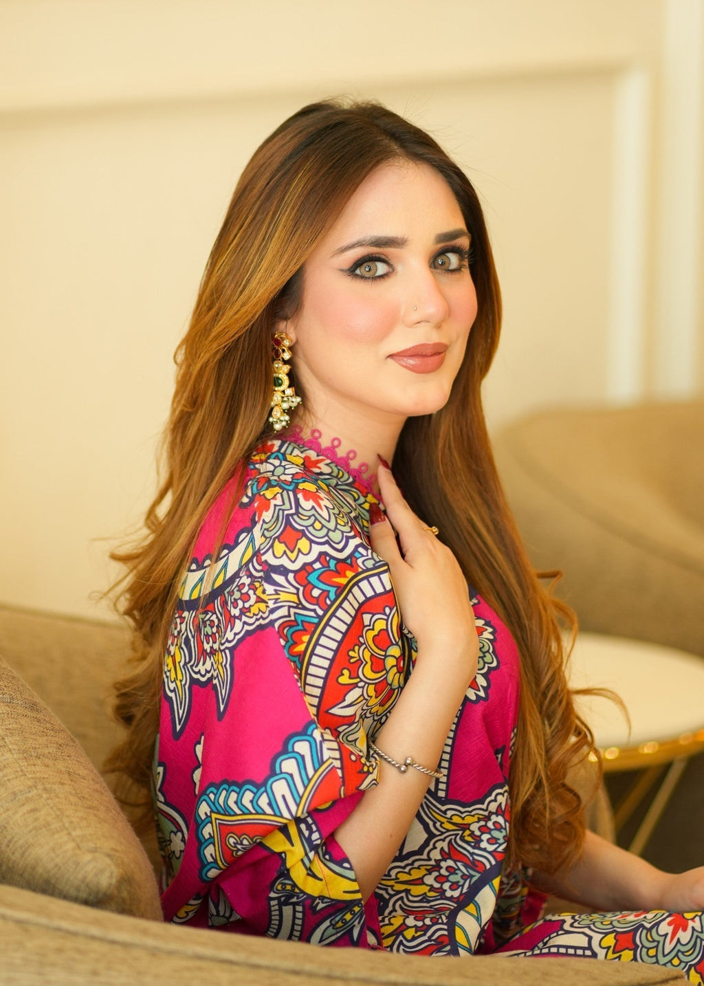 Sahibas By Mirza Tarana Kaftan Pink Women 1pcs