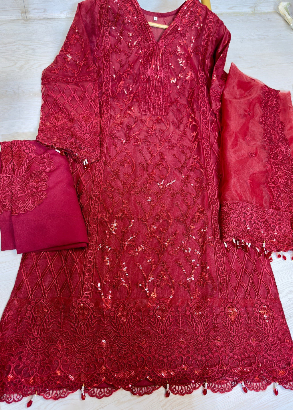 Suits By Sadia Merium anaya maroon Women 3pcs