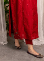The Turkish Wear Rose Embroidered Kurta Set Women 2pcs