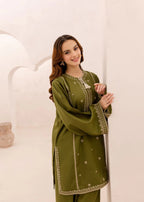 The Turkish Wear Olive Kurta Set Women 2pcs