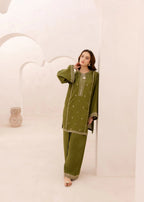 The Turkish Wear Olive Kurta Set Women 2pcs