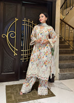Suits By Sadia FLORAL WHITE LAWN Women 3pcs