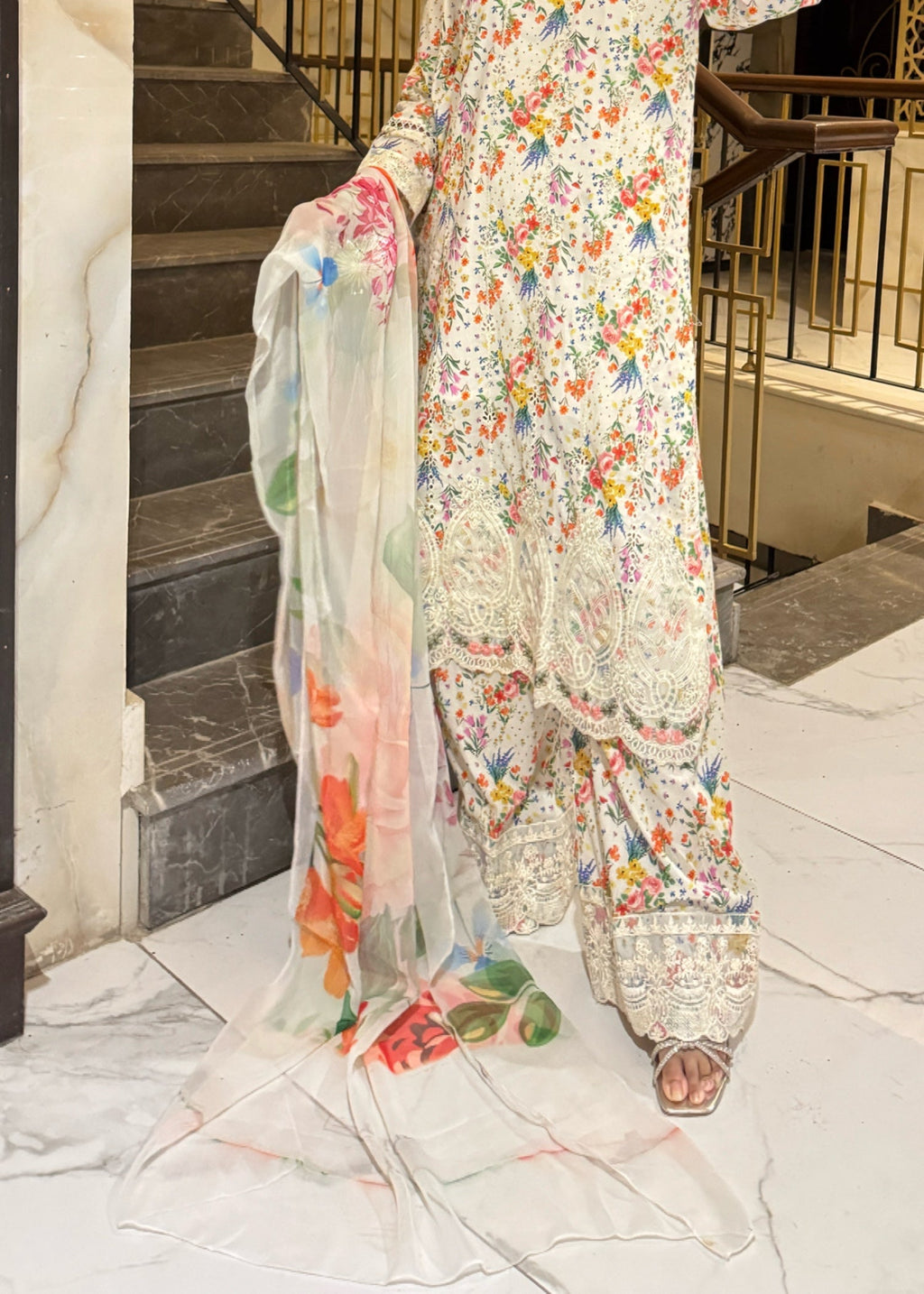 Suits By Sadia FLORAL WHITE LAWN Women 3pcs