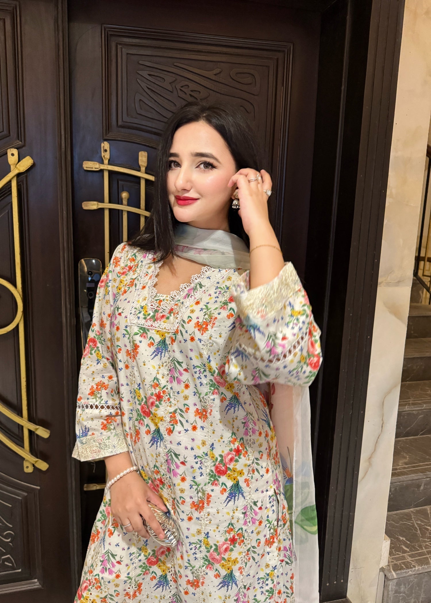 Suits By Sadia FLORAL WHITE LAWN Women 3pcs