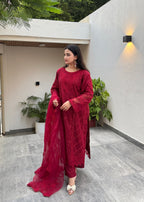 Suits By Sadia HANIYA RED LAWN Women 3pcs