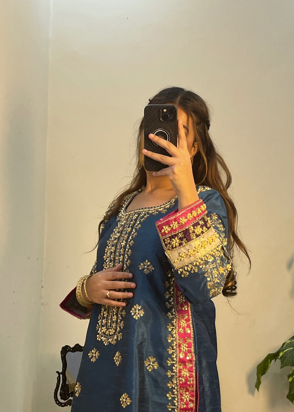 Suits By Sadia Raw silk teal zinc Women 3pcs