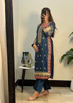 Suits By Sadia Raw silk teal zinc Women 3pcs