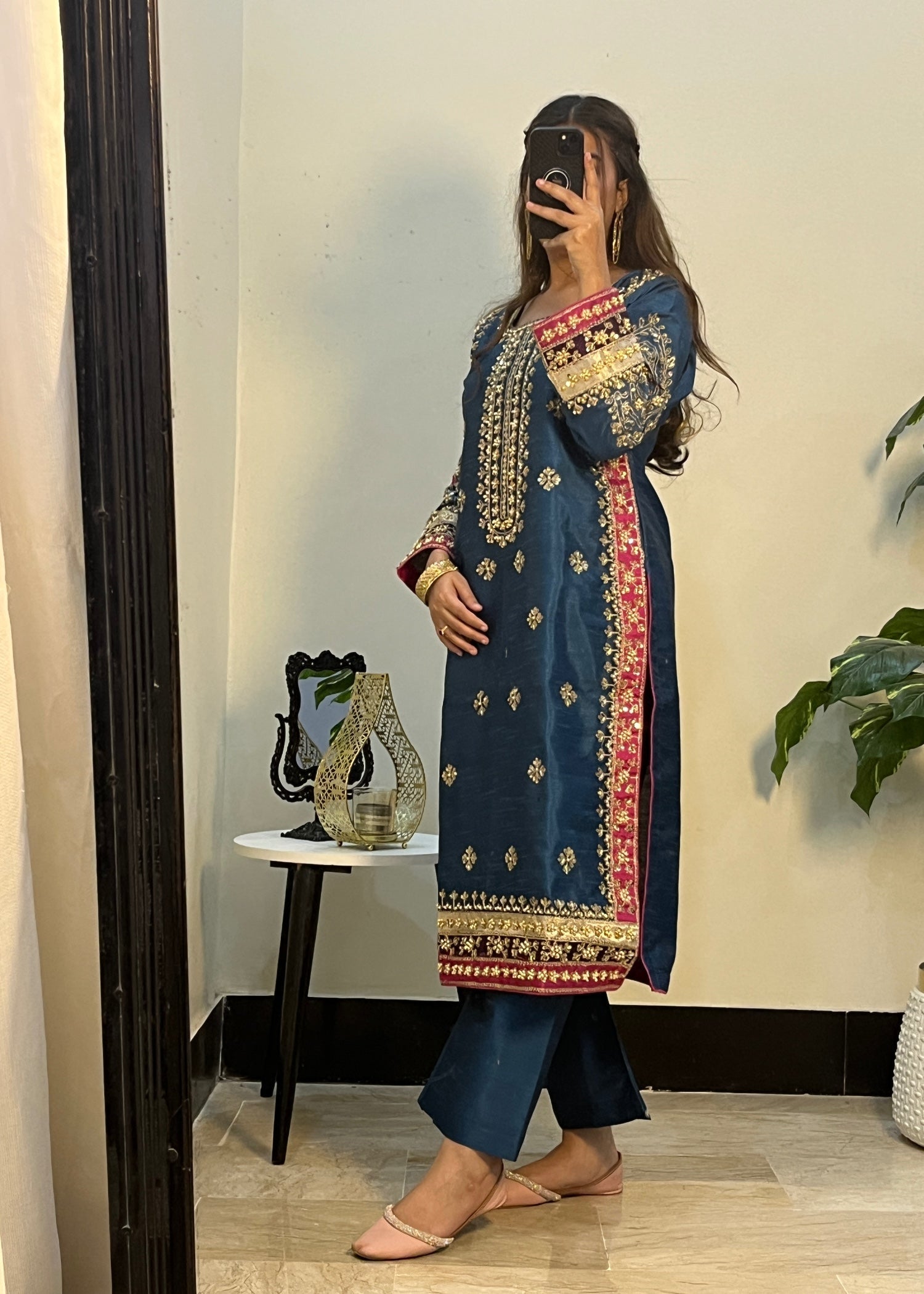 Suits By Sadia Raw silk teal zinc Women 3pcs