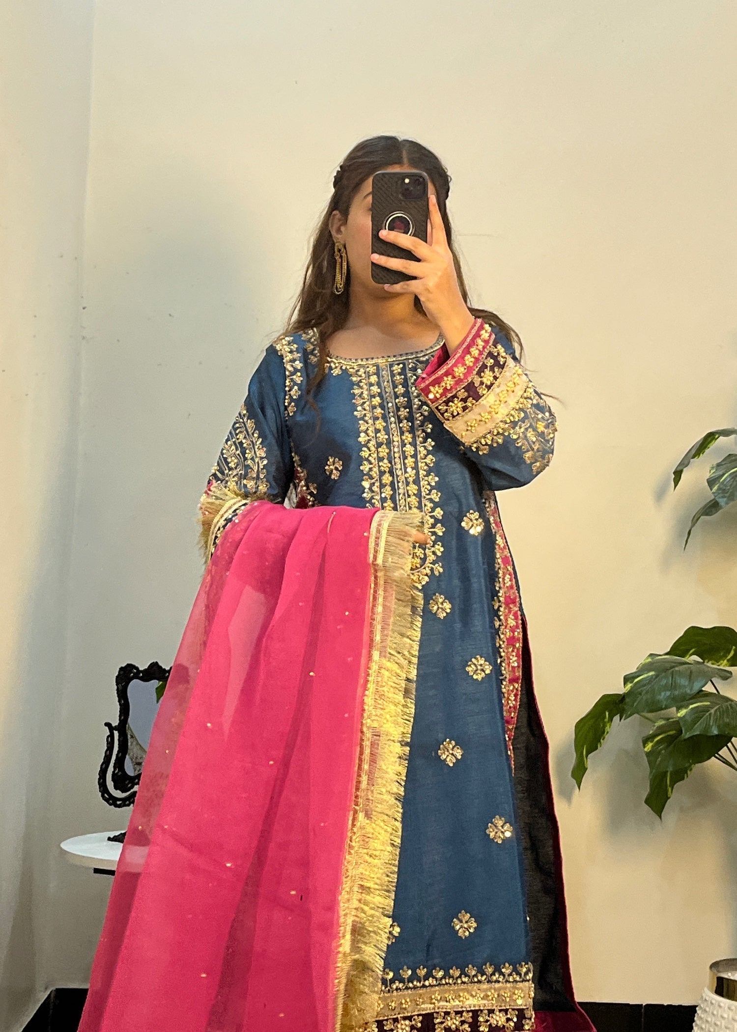 Suits By Sadia Raw silk teal zinc Women 3pcs