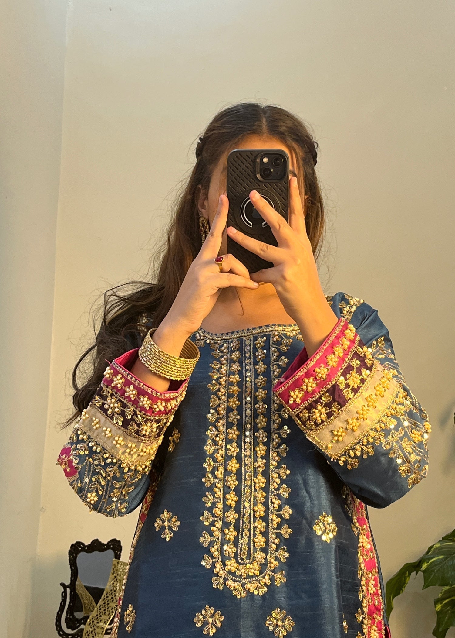 Suits By Sadia Raw silk teal zinc Women 3pcs