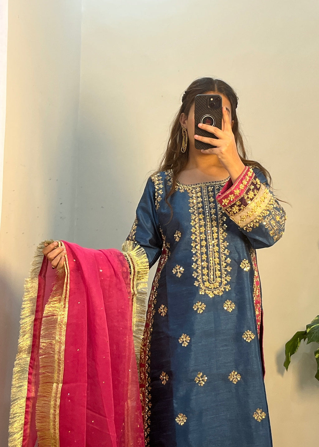 Suits By Sadia Raw silk teal zinc Women 3pcs