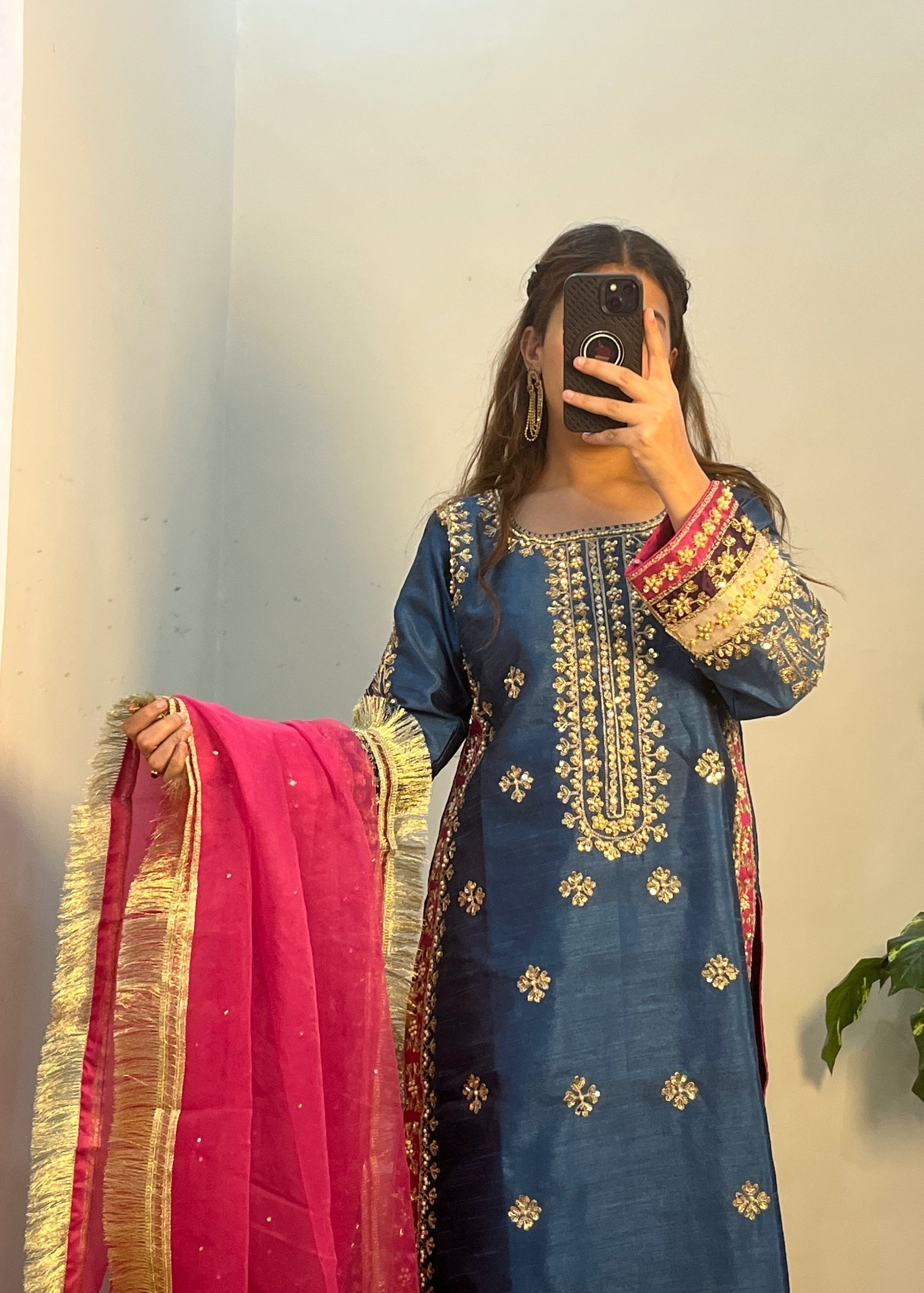 Suits By Sadia Raw silk teal zinc Women 3pcs