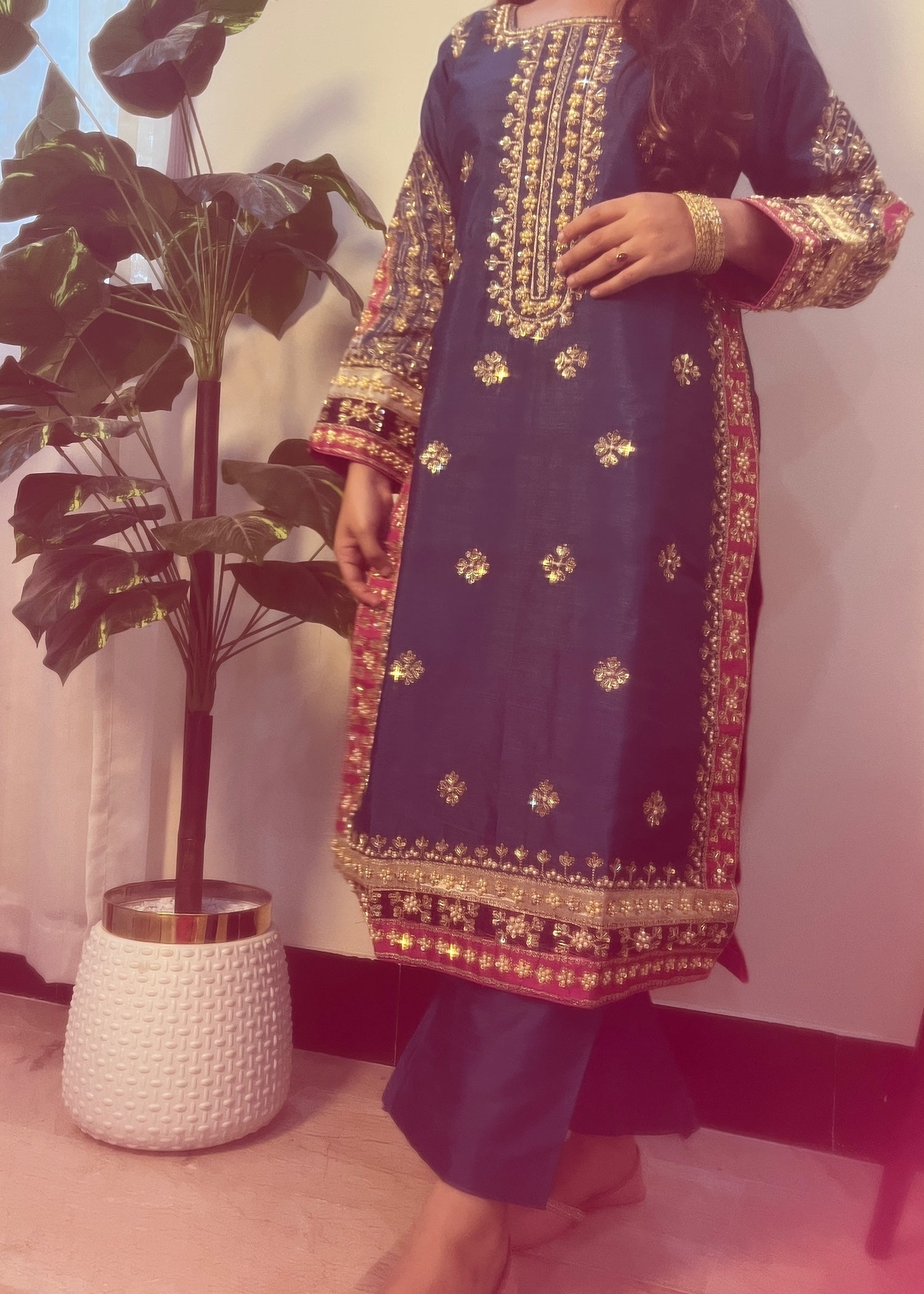 Suits By Sadia Raw silk teal zinc Women 3pcs