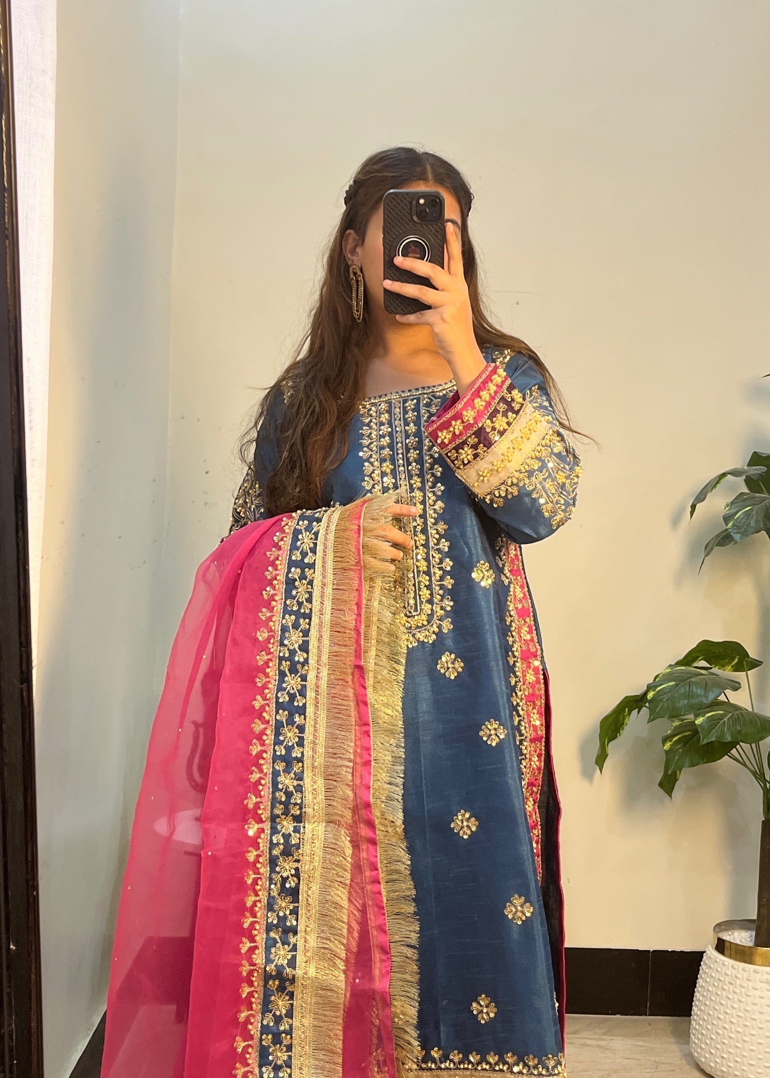 Suits By Sadia Raw silk teal zinc Women 3pcs