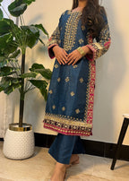 Suits By Sadia Raw silk teal zinc Women 3pcs