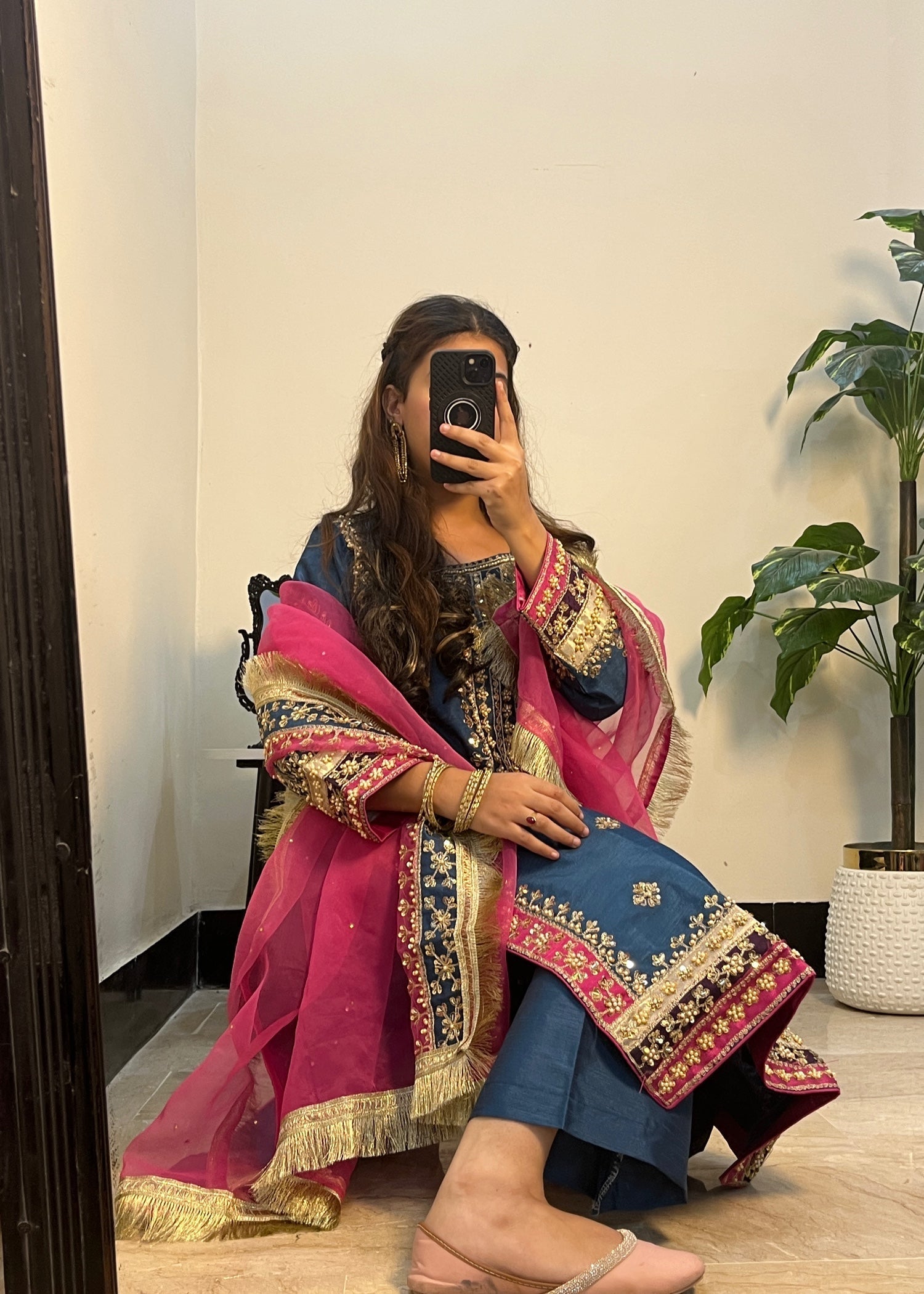 Suits By Sadia Raw silk teal zinc Women 3pcs