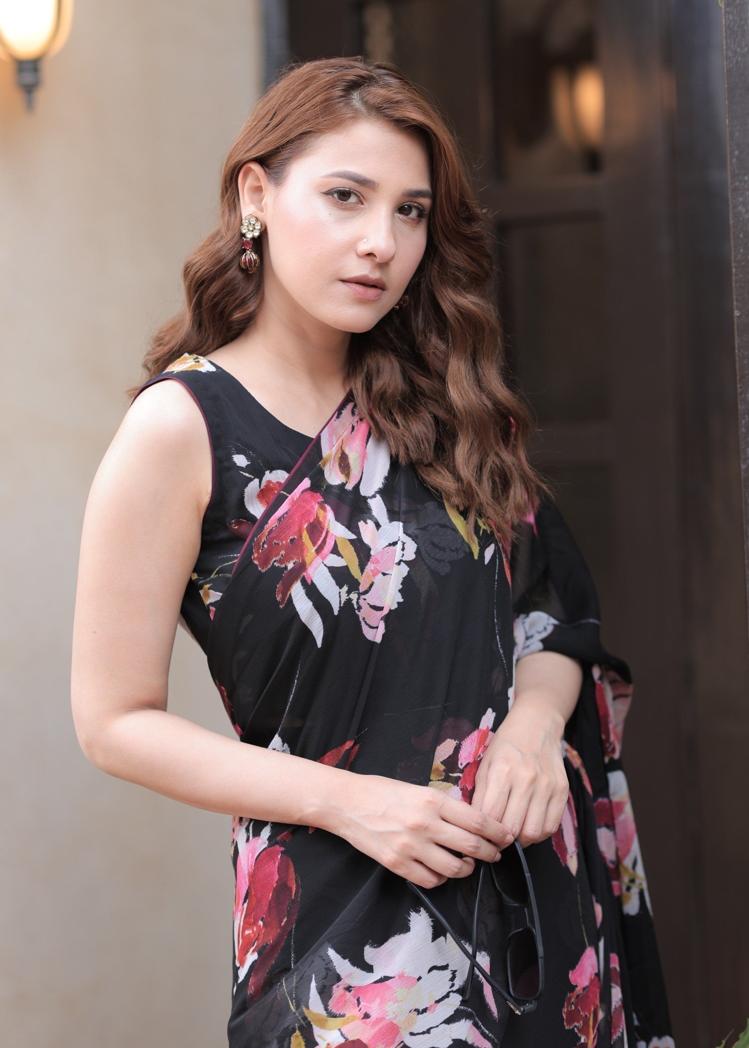 VELOUR Flora Noir Saree Women 3pcs