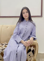 Urban Cut Cotton Yarn Dyed Co Ord Set Lining Women 2pcs