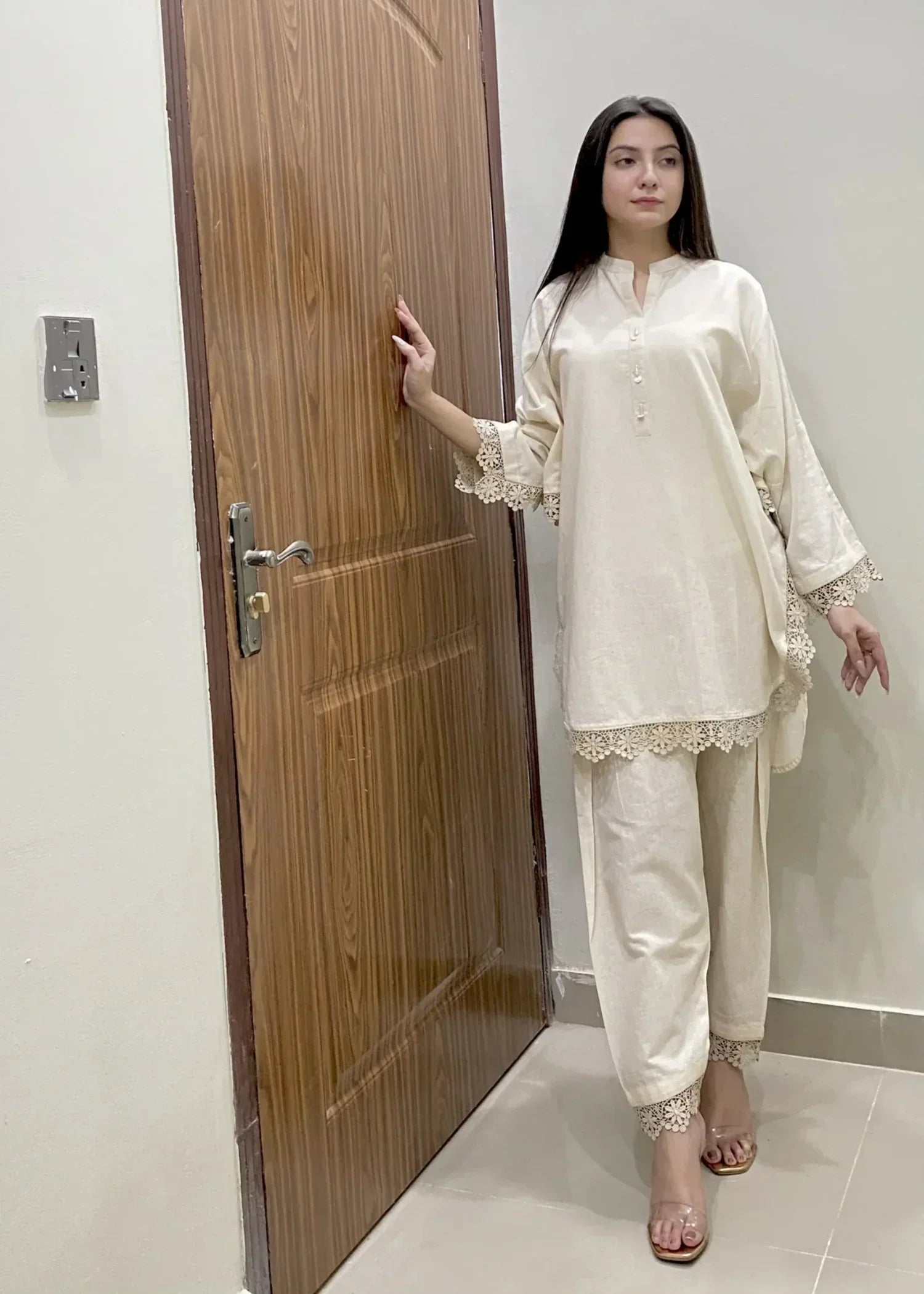 Urban Cut Premium Cotton Co Ord Set Heavily embroidered laces Women 2pcs