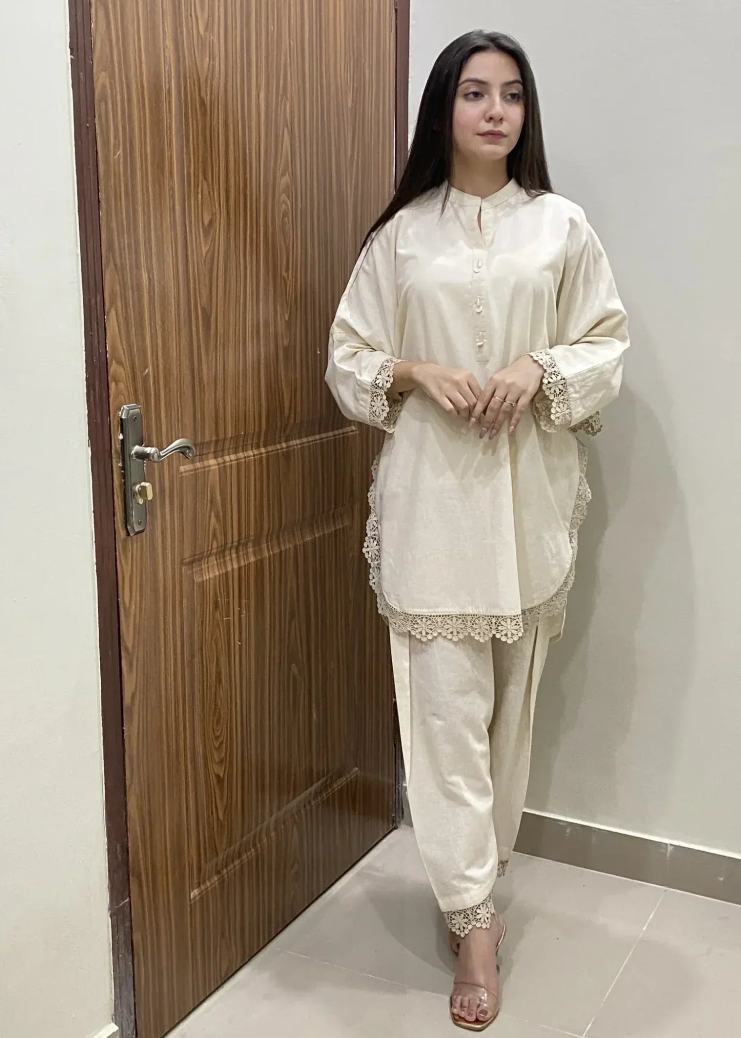 Urban Cut Premium Cotton Co Ord Set Heavily embroidered laces Women 2pcs