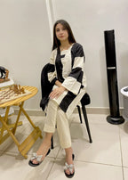 Urban Cut Cream + Black Stitched Shirt 100% Cotton Women 2pcs