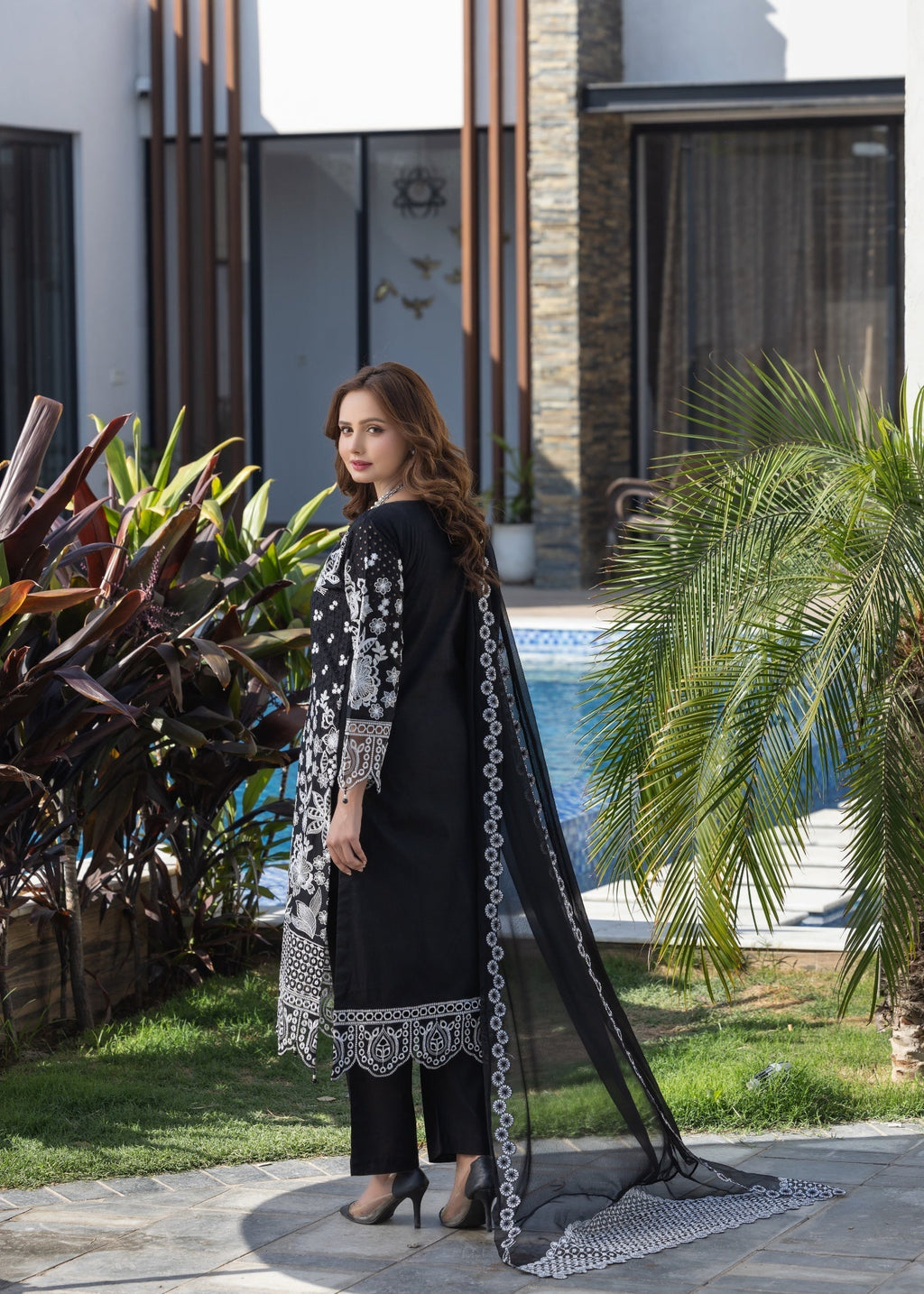 Suits By Sadia BLACK CHIKANKARI LAWN Women 3pcs