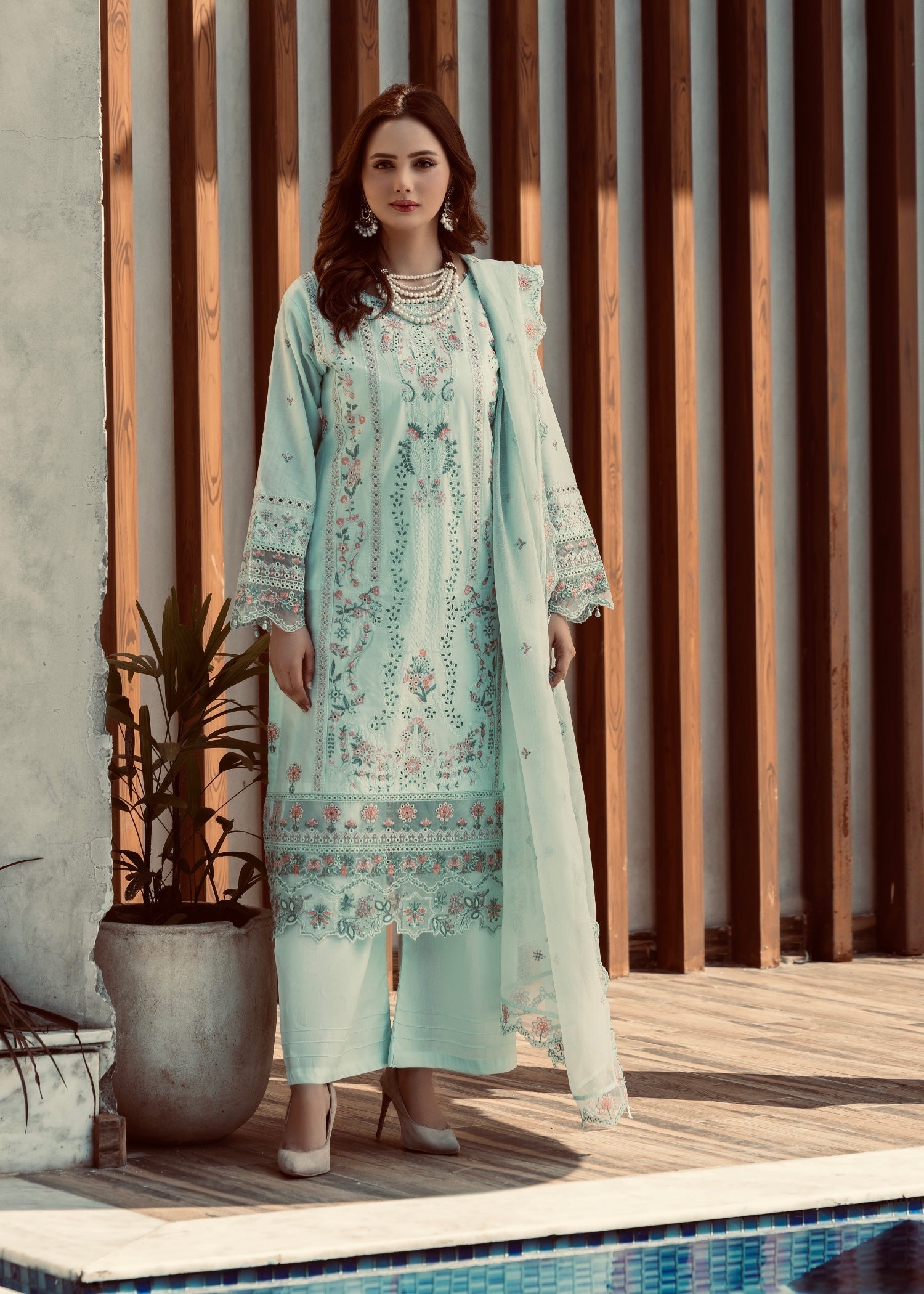 Suits By Sadia PISTACHIO CHIKANKARI LAWN Women 3pcs
