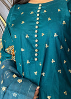 Suits By Sadia Teal raw silk Women 3pcs
