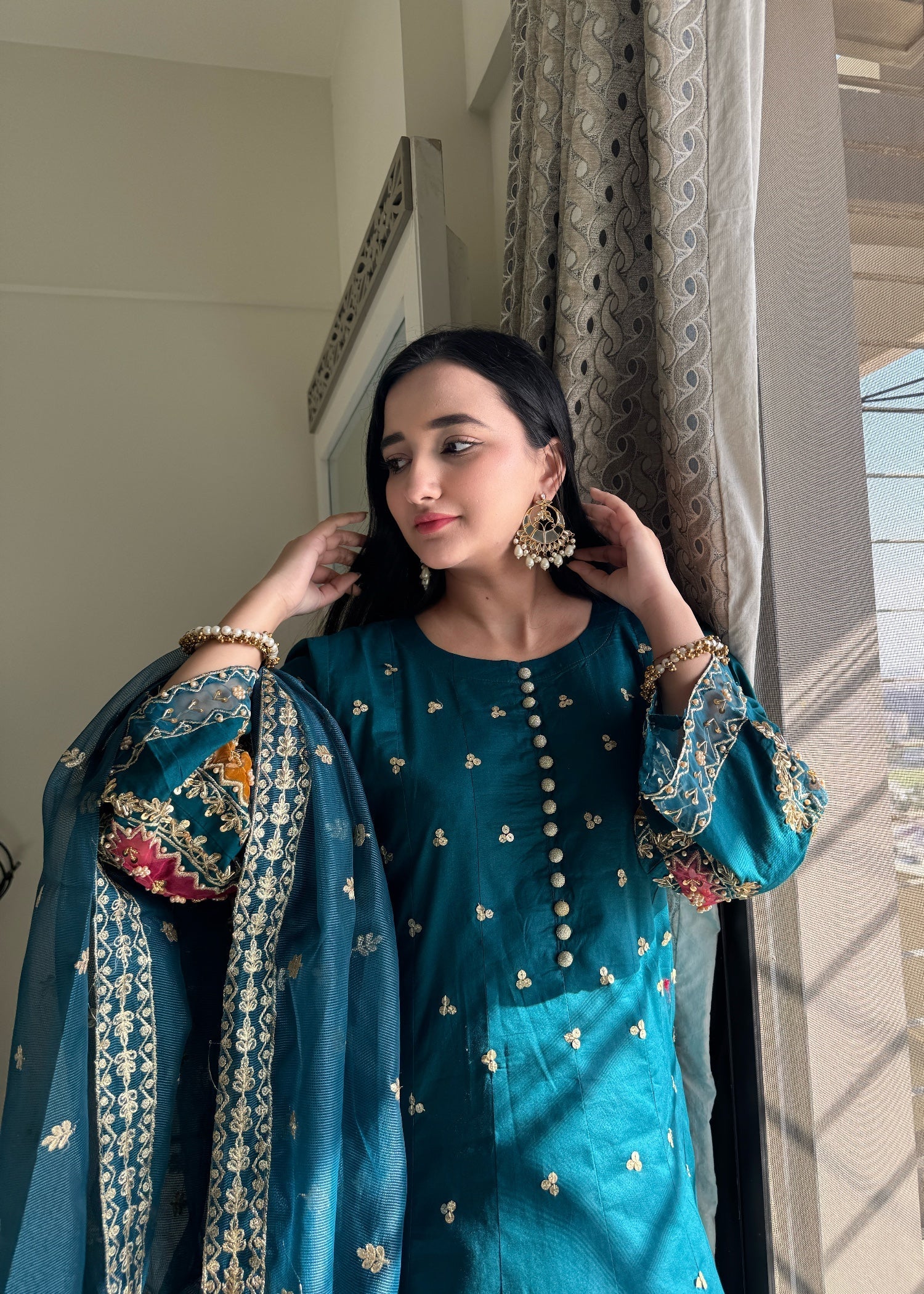 Suits By Sadia Teal maxi cotton lawn Women 3pcs