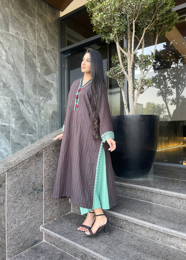 Urban Cut Cotton Yarn Dyed Suit Women 2pcs