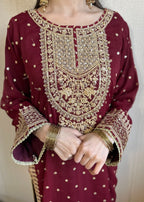 Four Season Boutique HASEENS FARSHY MAROON Women 3pcs