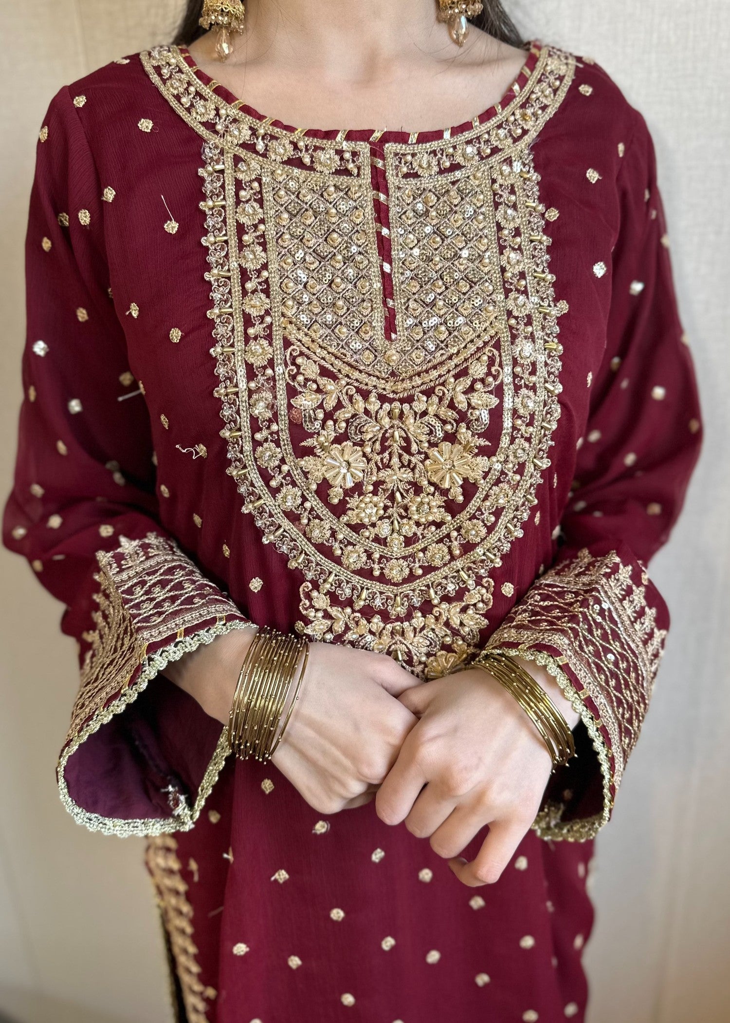 Four Season Boutique HASEENS FARSHY MAROON Women 3pcs