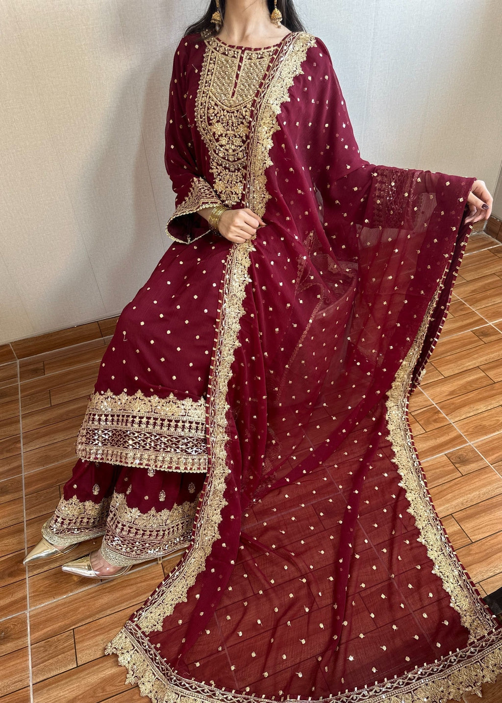 Four Season Boutique HASEENS FARSHY MAROON Women 3pcs