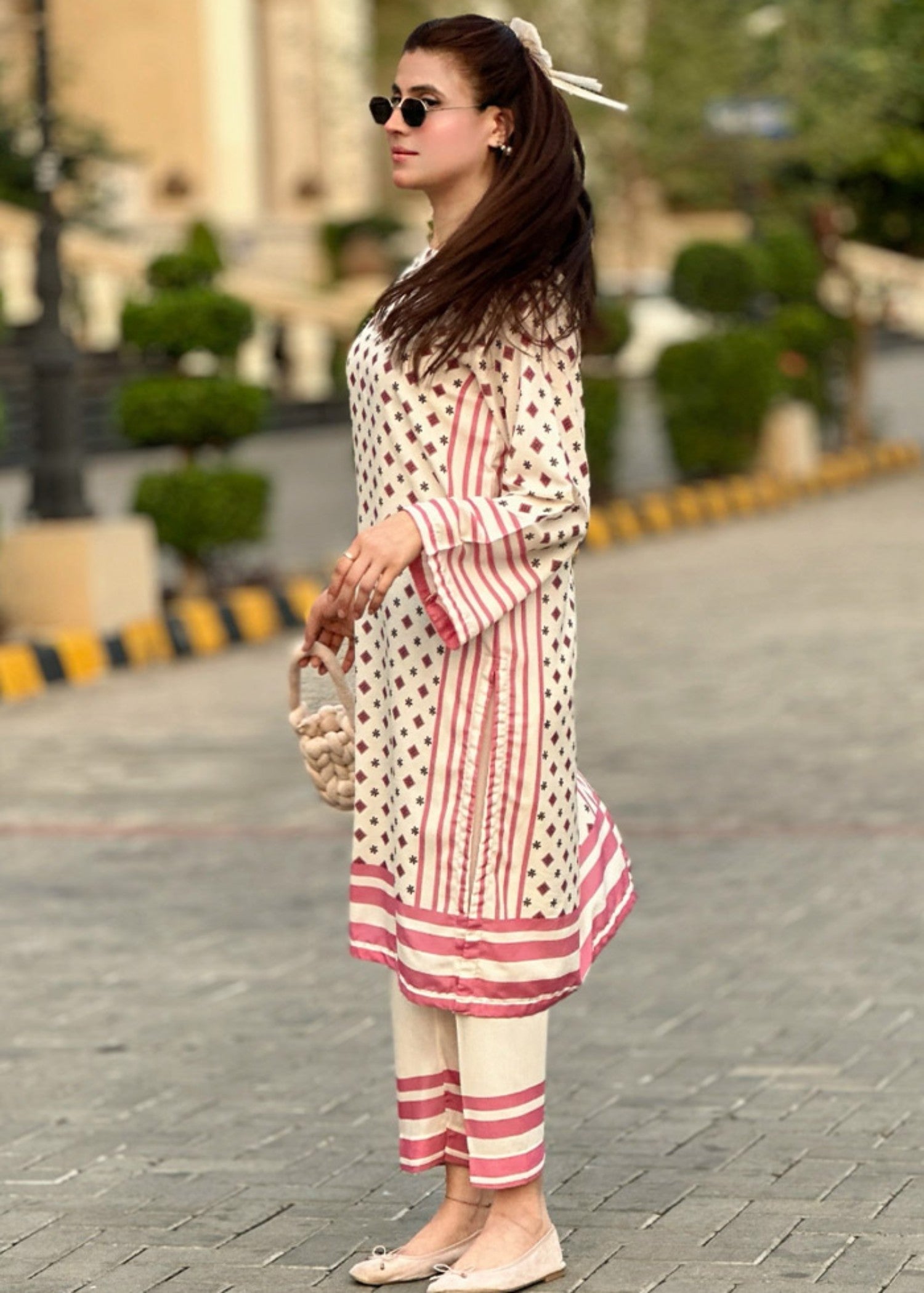 By-East Lawn Suit Printed (Pink) Women 2pcs
