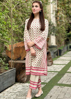 By-East Lawn Suit Printed (Pink) Women 2pcs
