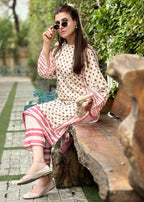 By-East Lawn Suit Printed (Pink) Women 2pcs