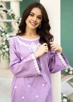 Sajfi Closet Lilac Girl Embroidered Stitched Suit for Women Women 2pcs