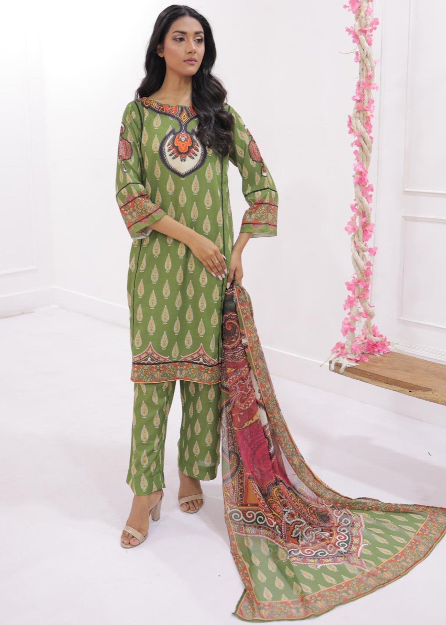 Tng (The Next Generation) Amber | Stitched | | Olive Green Women 3pcs