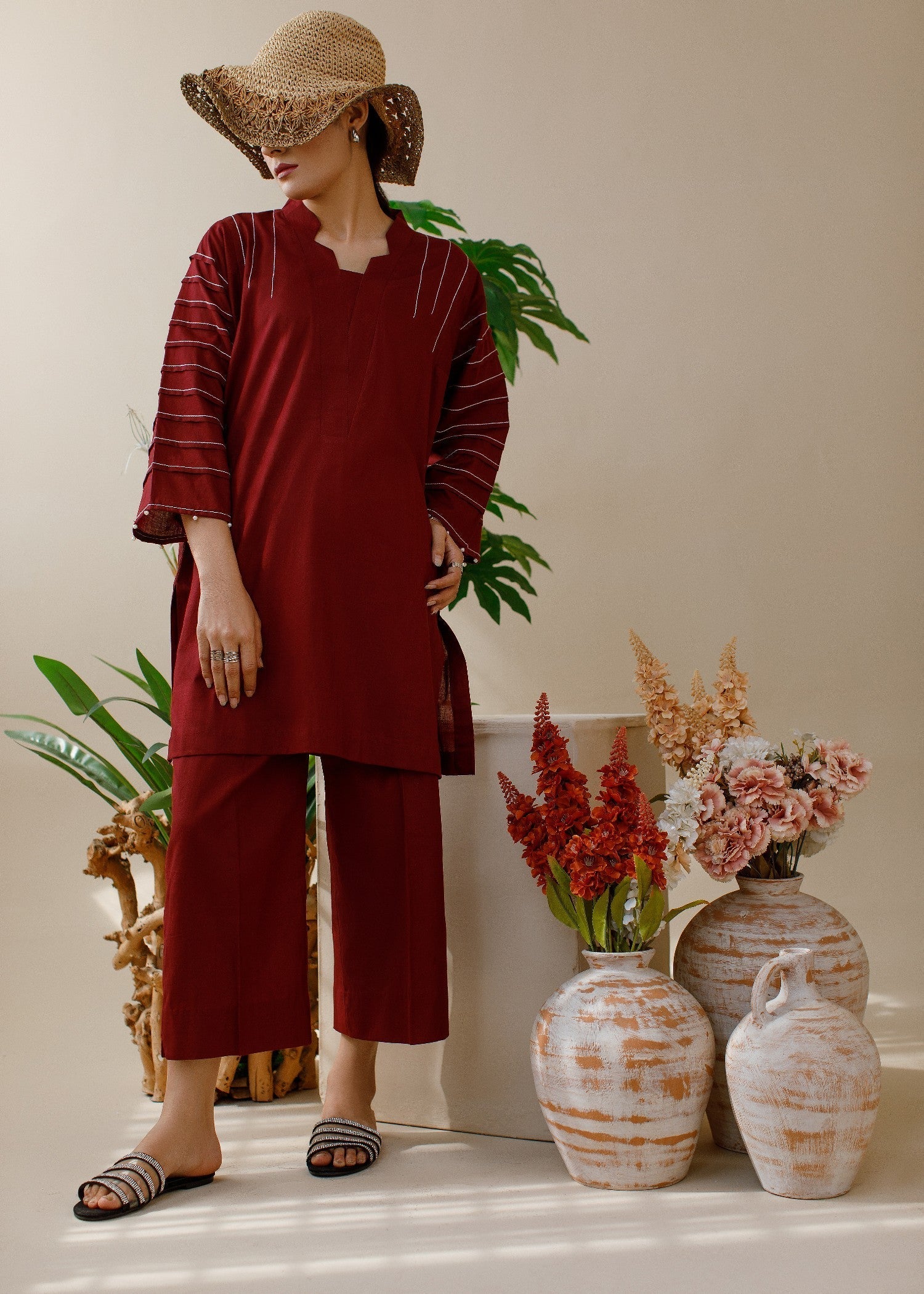 Ombrella Official Maroon Co ord set Women 2pcs