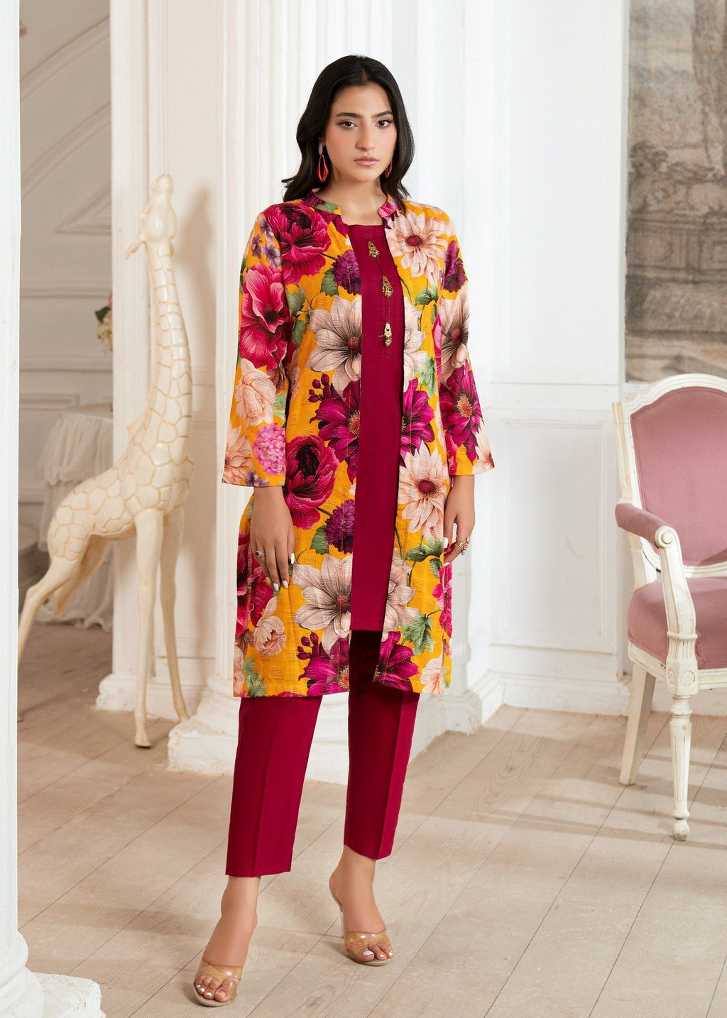 Hoorwani Pumpkin Maroon Women 3pcs