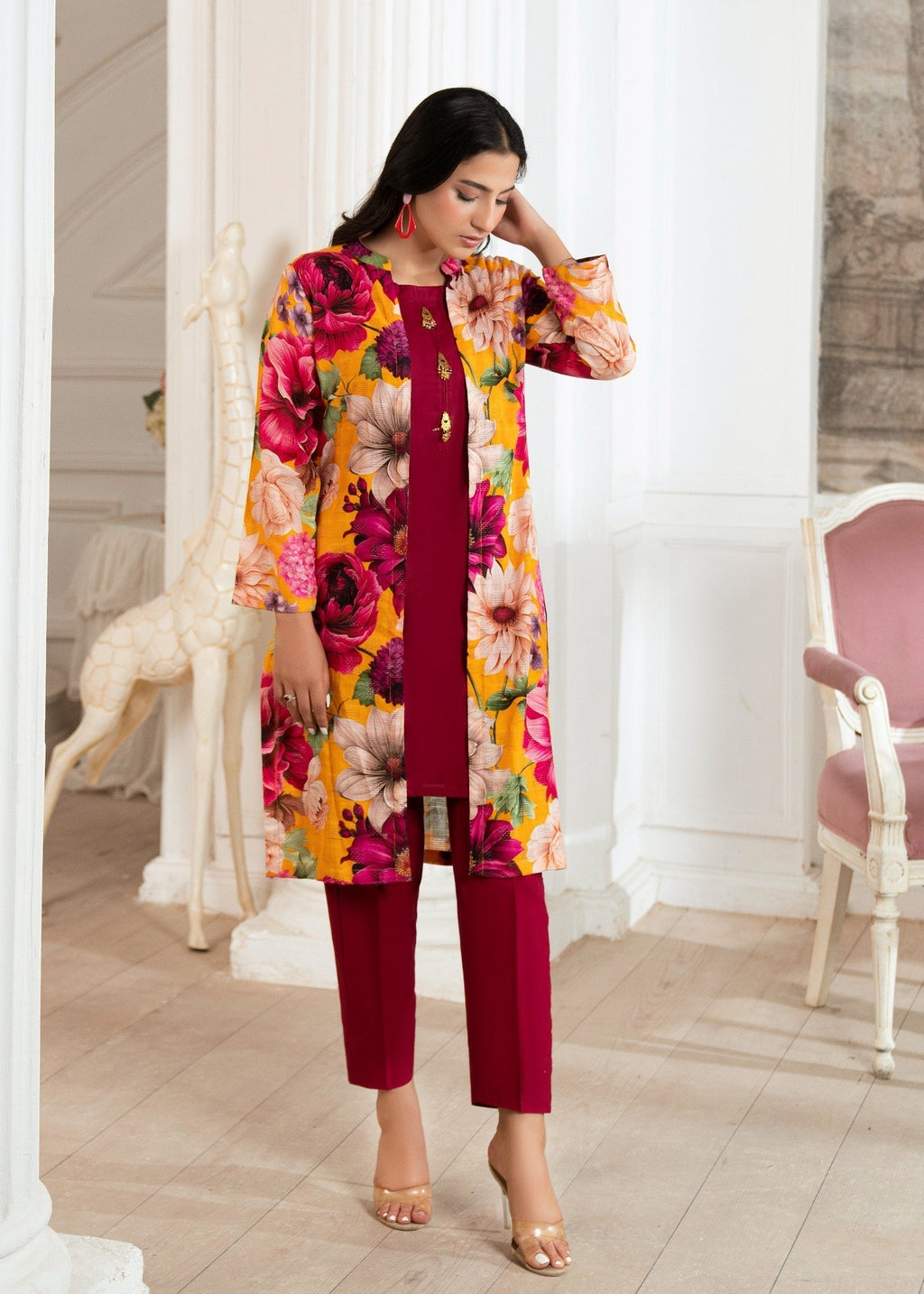 Hoorwani Pumpkin Maroon Women 3pcs