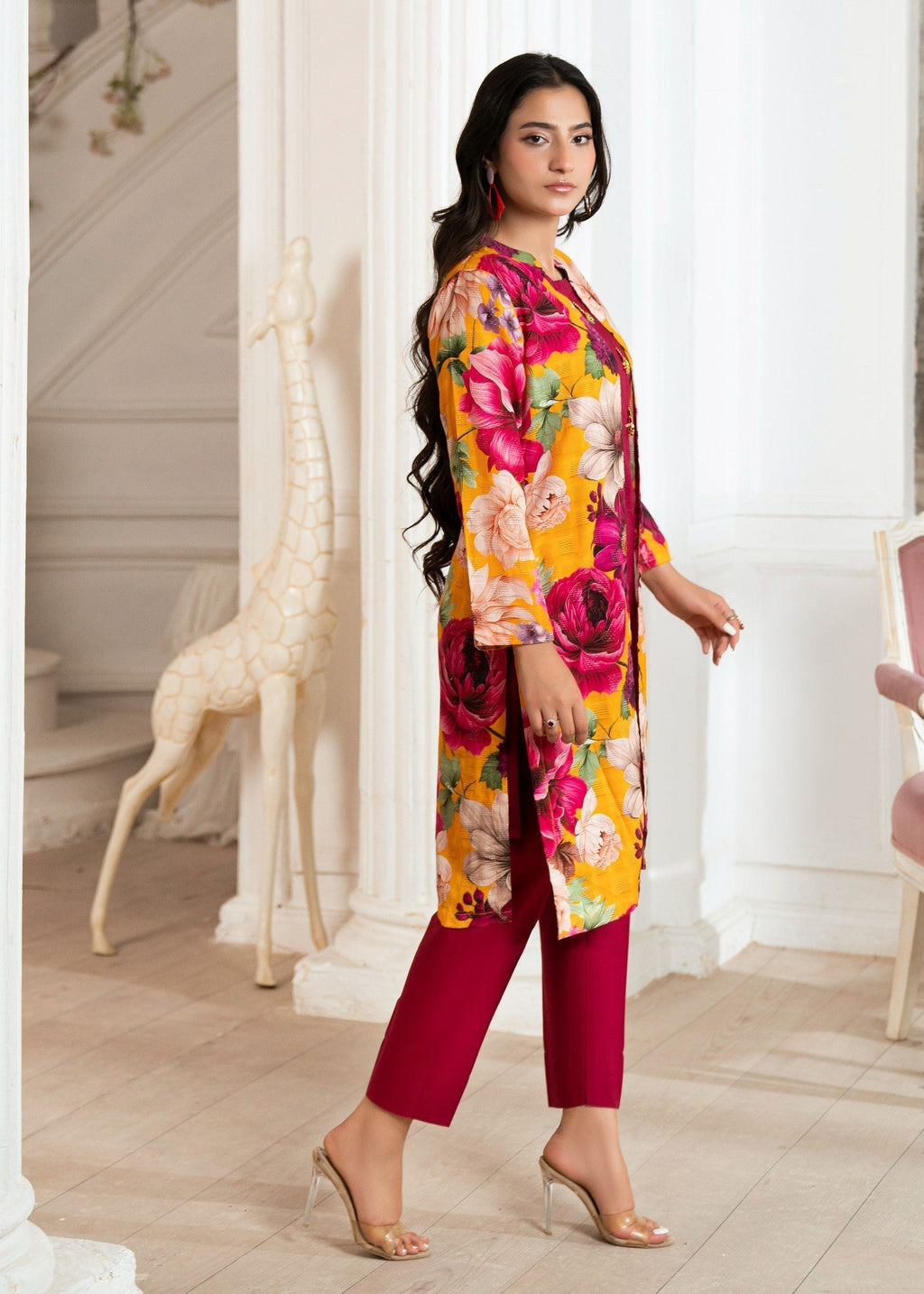 Hoorwani Pumpkin Maroon Women 3pcs