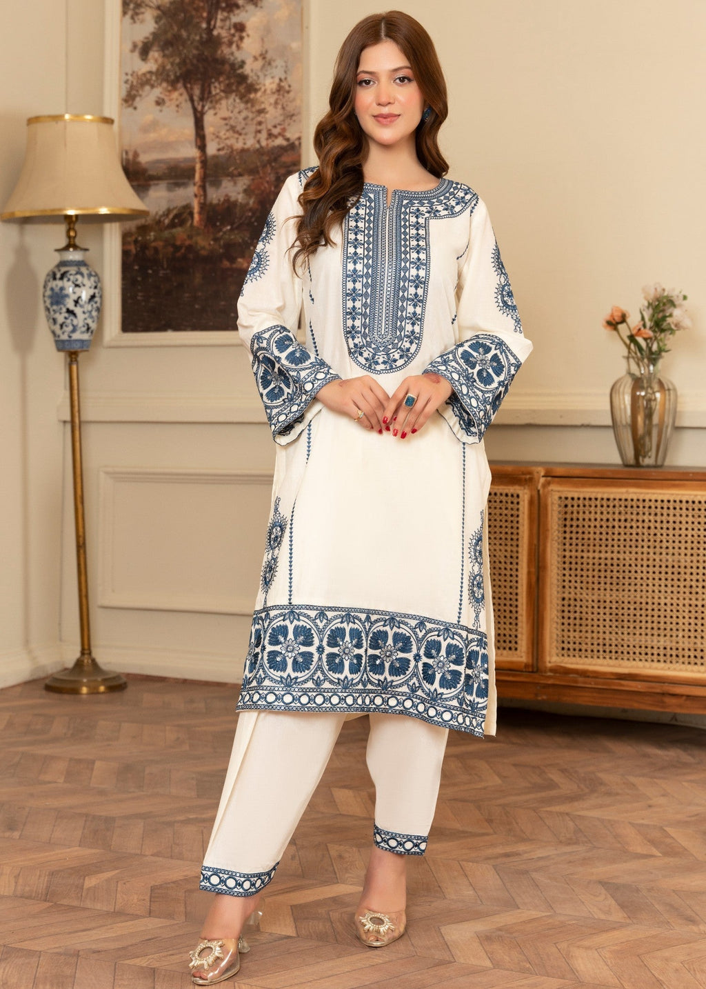 Sahibas By Mirza Rollin White Women 2pcs
