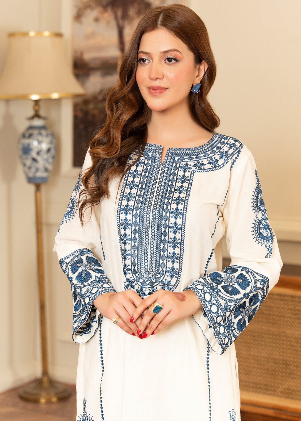 Sahibas By Mirza Rollin White Women 2pcs